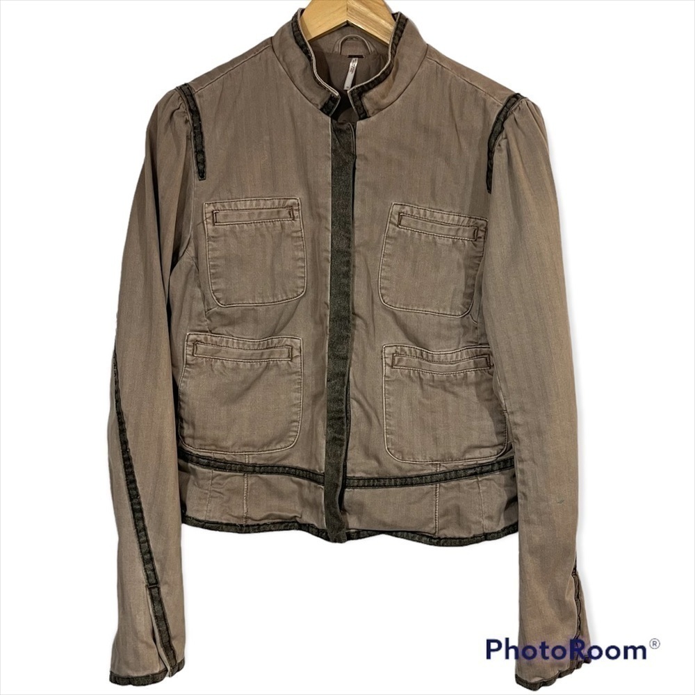 Free People UO Y2K Woven Twill Utility Jacket, Tan, Size 10